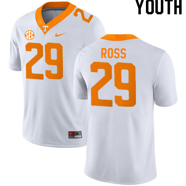 Youth #29 Jordan Ross Tennessee Volunteers College Football Jerseys Stitched-White